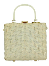 Small Ivory Vintage 1950s Basket Woven Box Bag