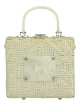 Small Ivory Vintage 1950s Basket Woven Box Bag