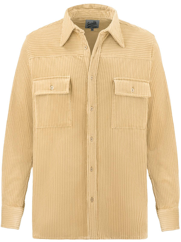 Vintage Style Camping Over Shirt - Stone Corduroy