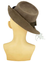 Brown 1940s Vintage Style Trilby Feather Hat
