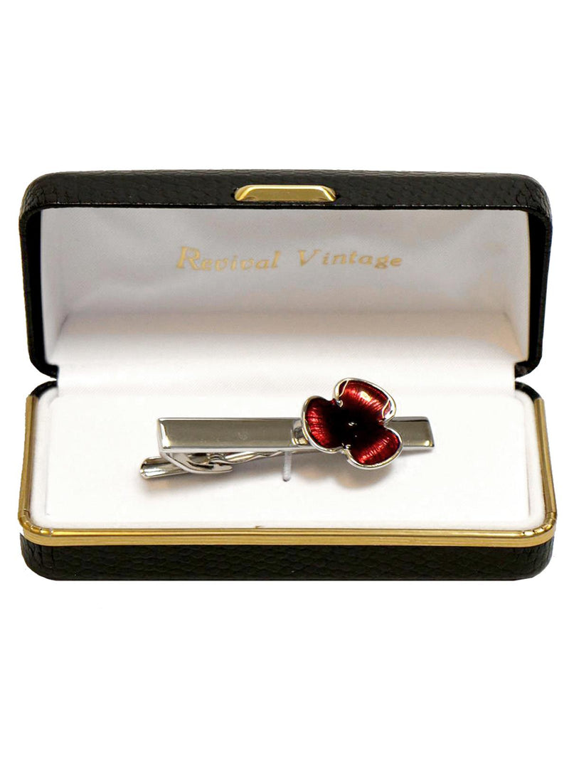 Vintage Style Poppy Crocodile Clip Tie Slide