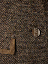 Vintage Black & Tan Striped Weave Wool Overcoat