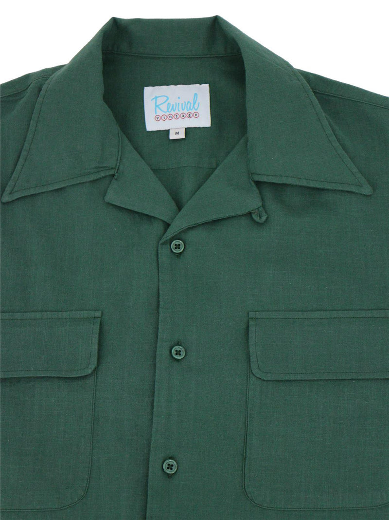Revival Vintage Style Dark Green Cotton Leisure Shirt