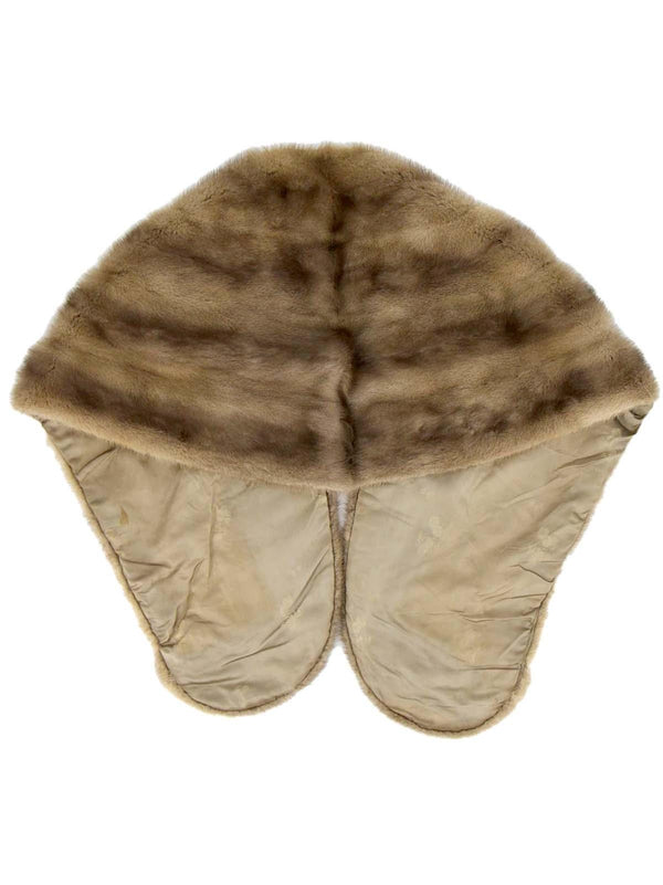 Vintage Taupe Mink Fur Stole Shoulder Cape