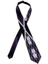 Purple Argyle Pattern 1940s Style Swing Tie