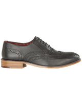 Black Leather Vintage Style Brogue Shoes