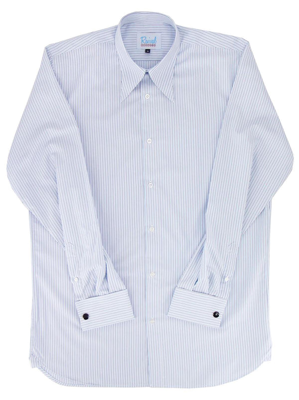 Light Blue Heathfield Stripe Forties Spearpoint Collar Shirt