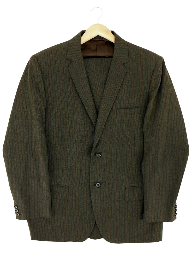 Green Narrow Stripe Vintage 1960s Suit