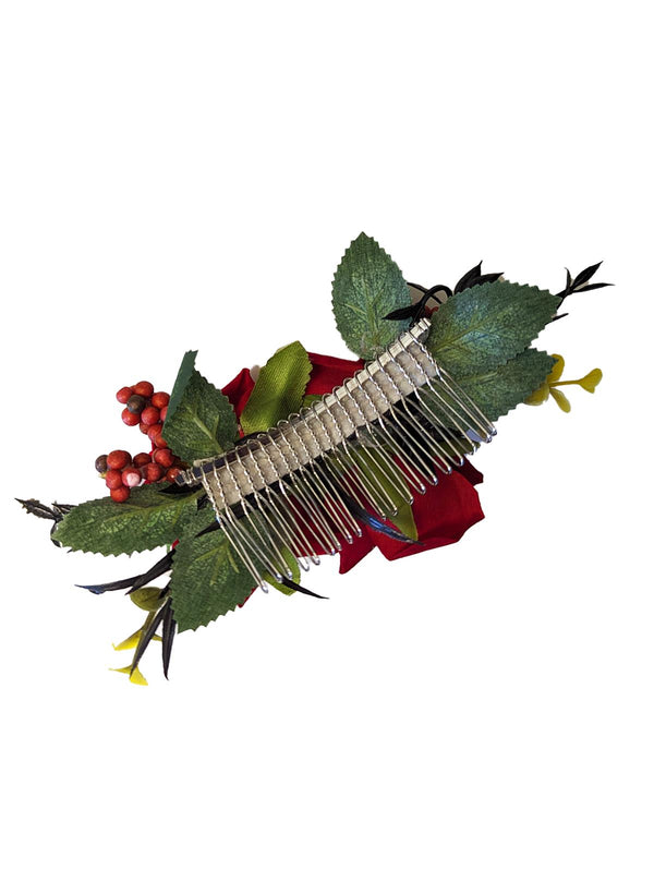 Red Rose Vintage Style Hair Flower Comb