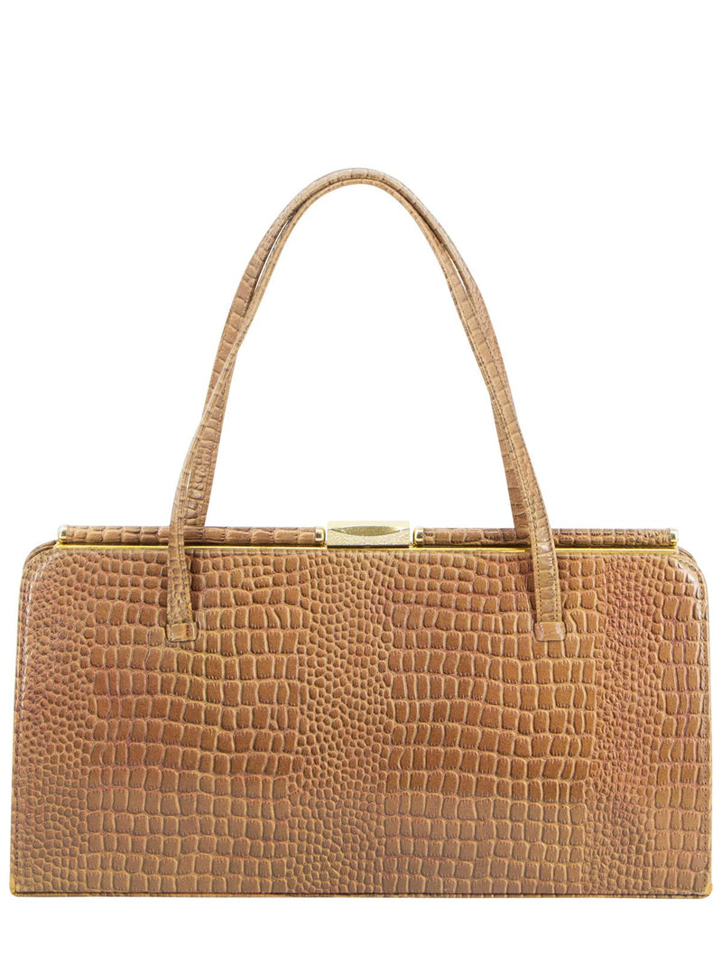 Boots Croc Leather Vintage Handbag In Brown