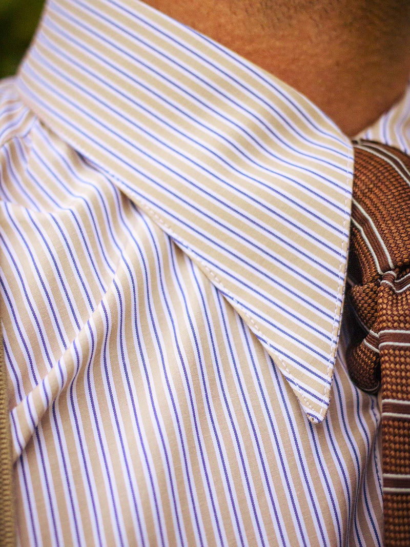 Sepia Heathfield Stripe Forties Spearpoint Collar Shirt