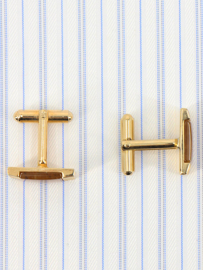 Vintage 1980s Gold Plated & Tigers Eye Cufflinks