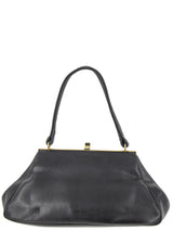 Vintage 1950s Black Grain Faux Leather Bag