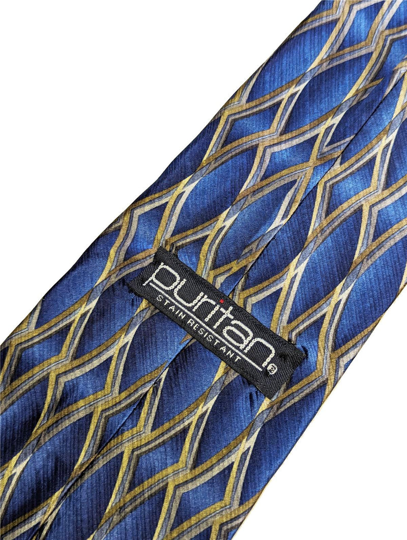 Puritan Blue Diamond Design Silk Necktie