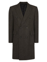 Brown Herringbone Vintage Style Wool Overcoat