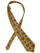 Vintage 1970s Brown & Ochre Check Silk Tie