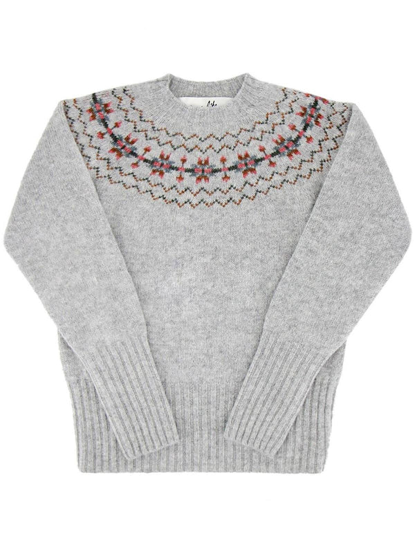 Fairisle 40s Style Pure Wool Jumper in Pewter Grey