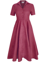 1940s Vintage Melody Shirtwaist Dress in Berry Red