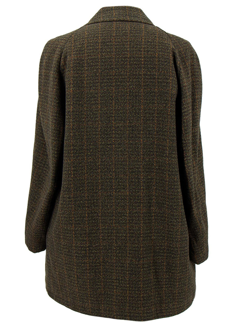 Vintage Brown & Green Check Wool Coat