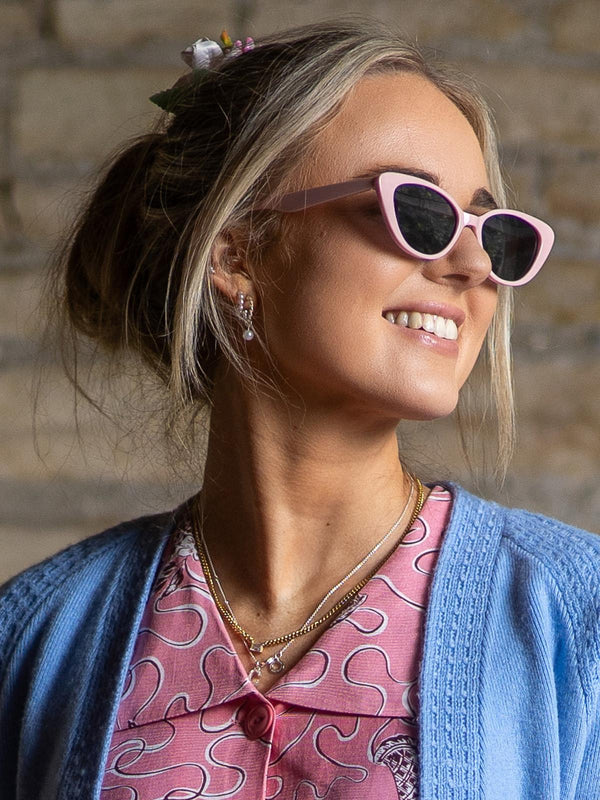 Slim Pink Catseye Vintage Style Sunglasses