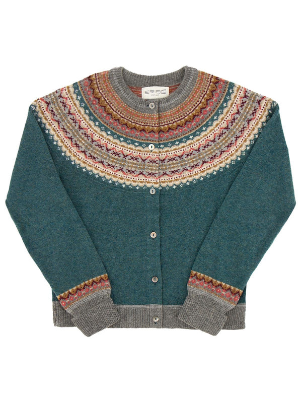 Merino Lambswool Alpine Cardigan - Lugano Blue