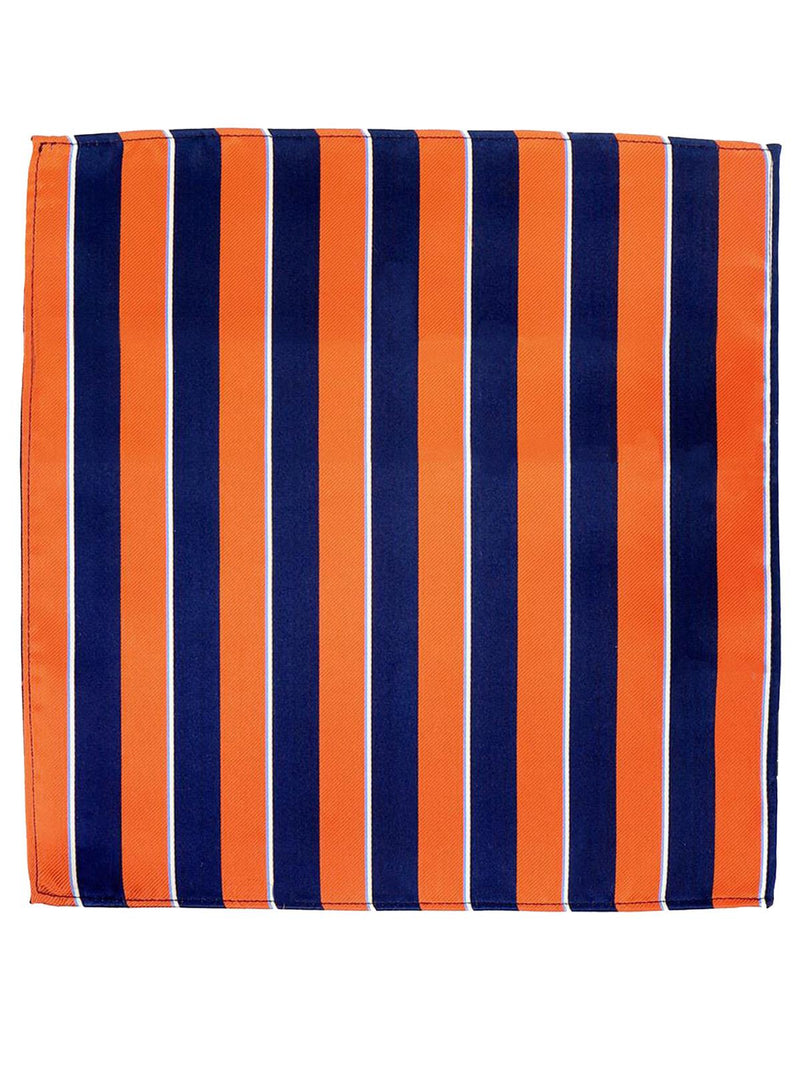 Orange College Stripe Vintage Style Pocket Square