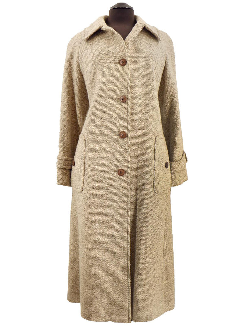 Vintage Women's Beige Long Swing Coat