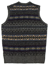 Vintage Style Shetland Wool Fair Isle Vest in Cliff Grey