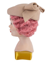 Vintage Style Felt Hat With Bow Decor - Taupe
