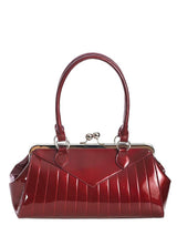 Vintage Style Dark Red Metallic Topstitched Handbag