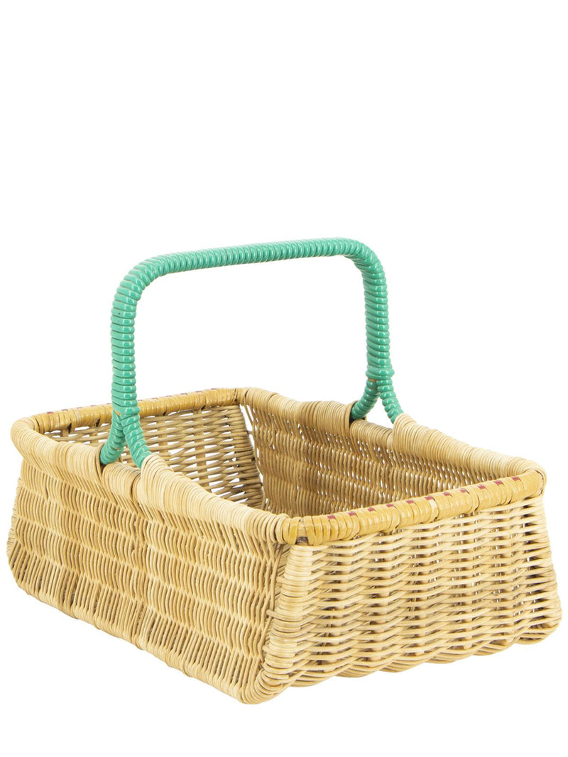 Natural Wicker Grocery Basket Vinyl Trims