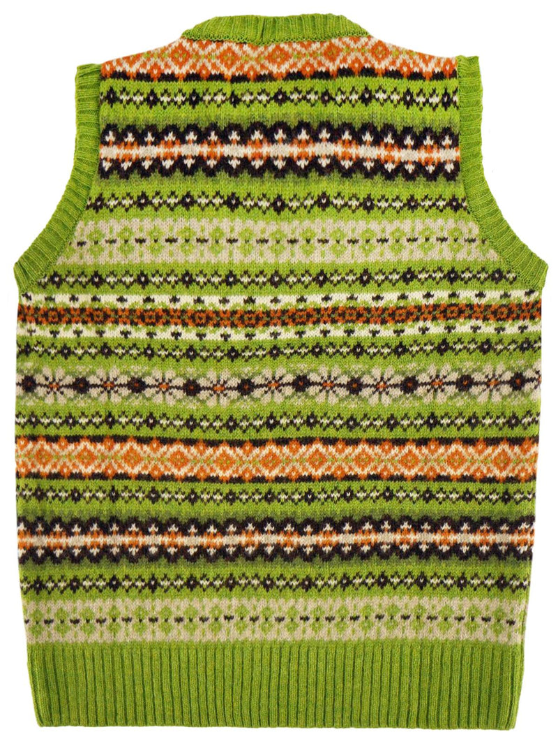 Scottish Wool Short Fairisle Knit Tank Top in Calypso Green