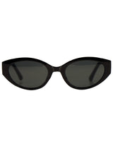 Forties Rounded Frame Black Retro Sunglasses