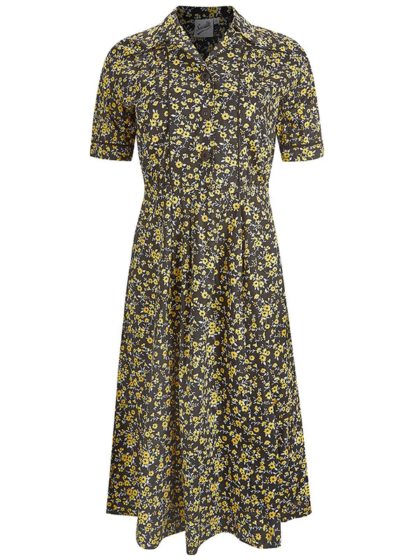 1940s Vintage Harmony Shirtwaist Dress in Night Garden