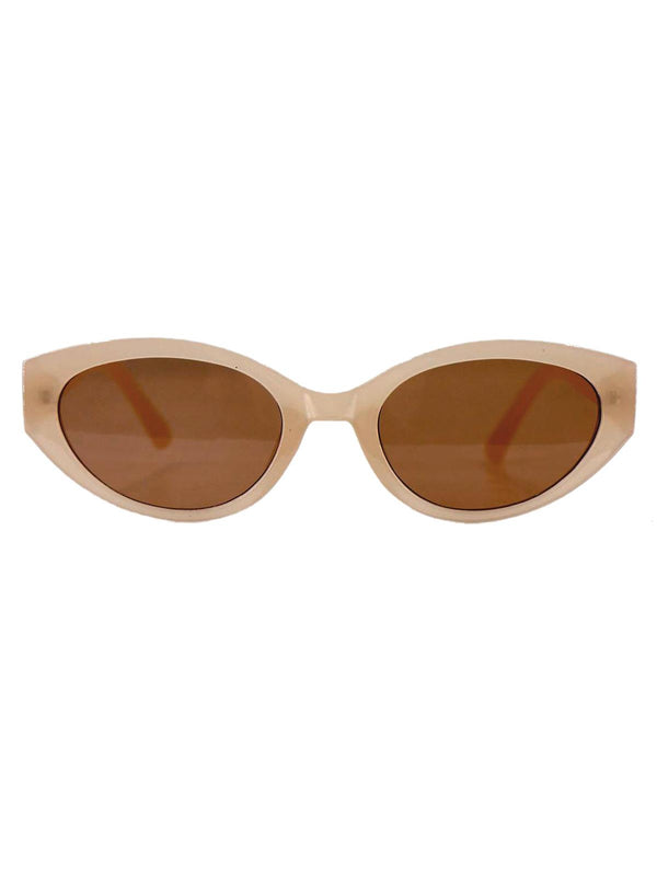 Forties Rounded Frame Beige Retro Sunglasses