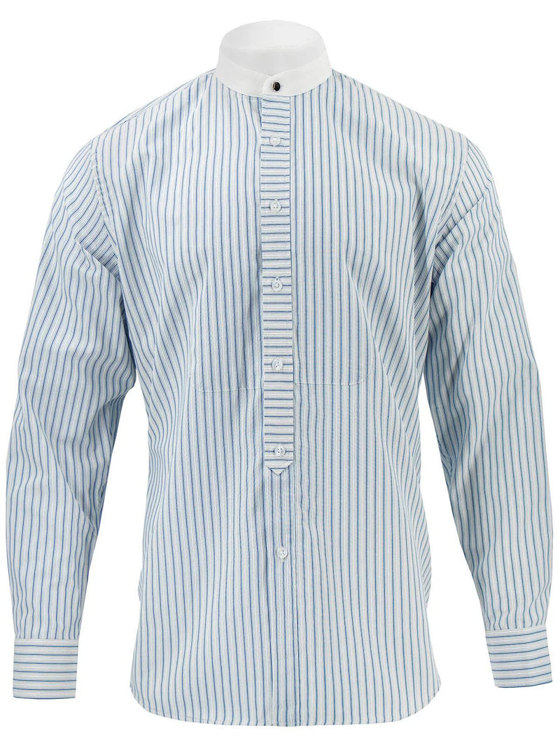 White Detachable Club Shirt - Navy Blue Orton Stripe