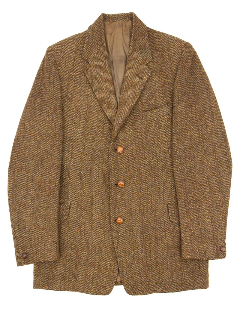 Herringbone Brown Mix Three Button Vintage Jacket