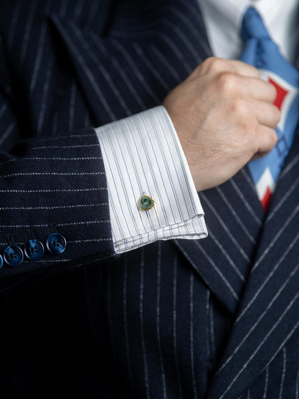 Vintage 1950s Gold Plated Green Glass Cufflinks