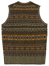 Vintage Style Shetland Wool Fair Isle Vest in Lovage Brown