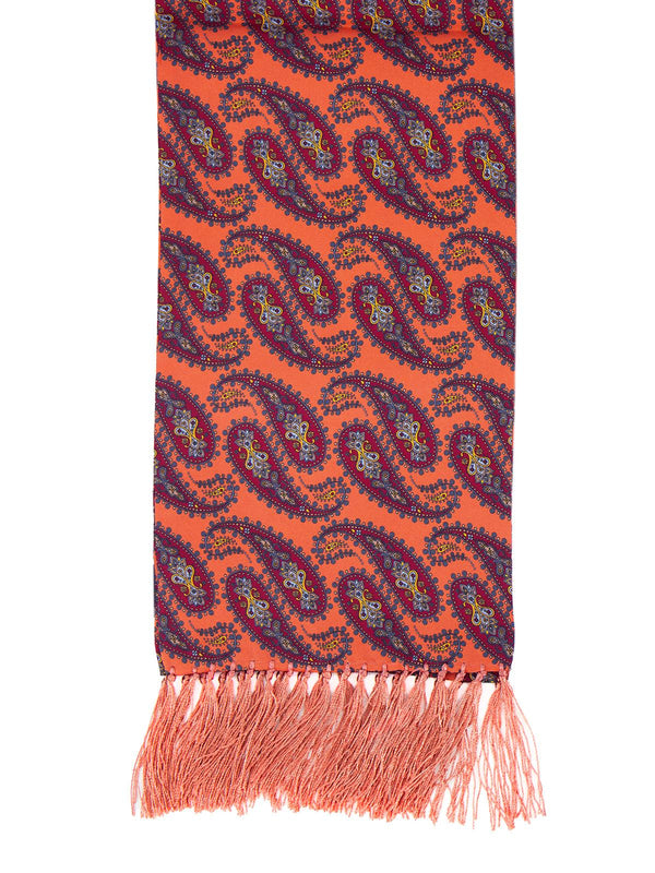 Coral 100% Silk Paisley Aviator Scarf