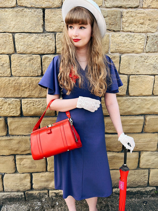 1940s Vintage Palais Swing Dress in Mazarine Blue