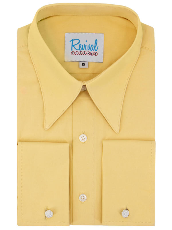 Corn Yellow 1940s Look Spearpoint Collar Shirt