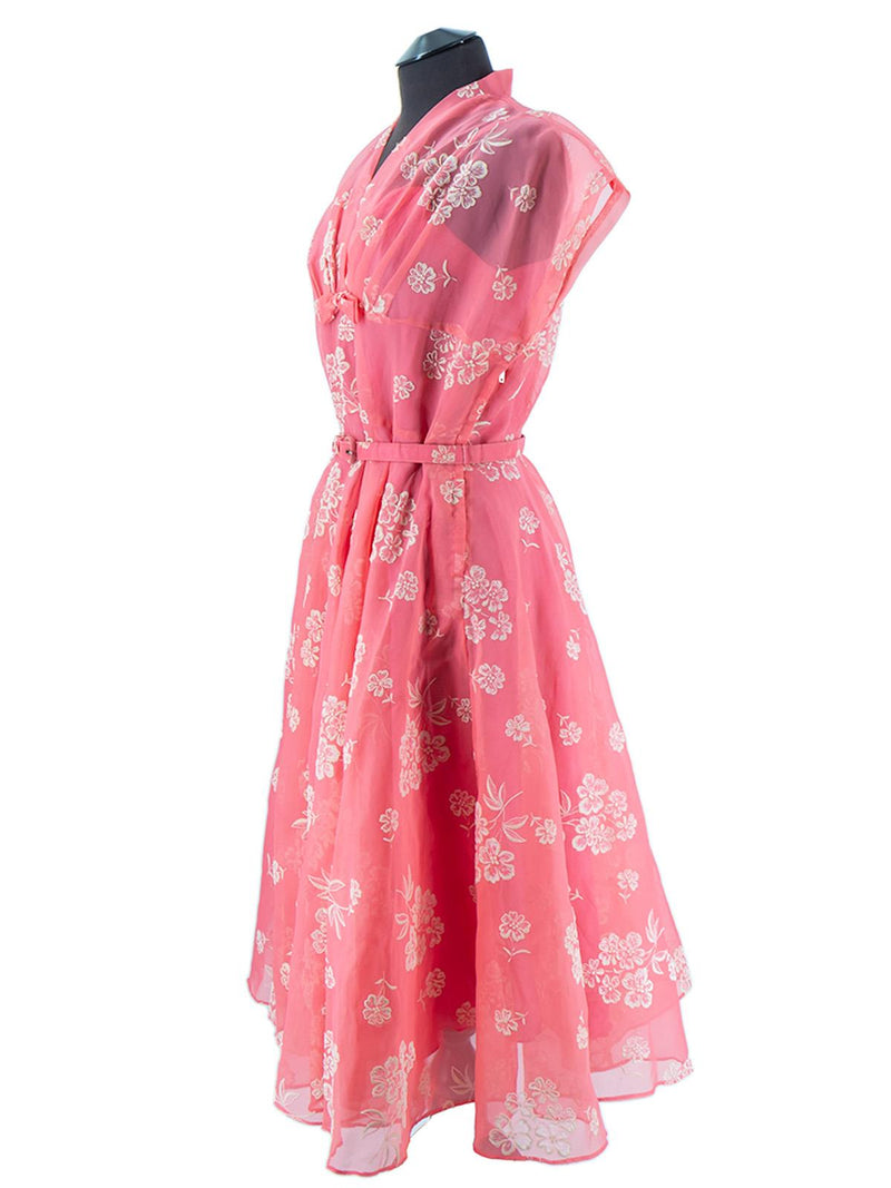 True Vintage Nylon Flocked 1950s Dress