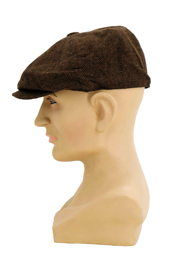 Vintage Style Brown & Black Newsboy Cap