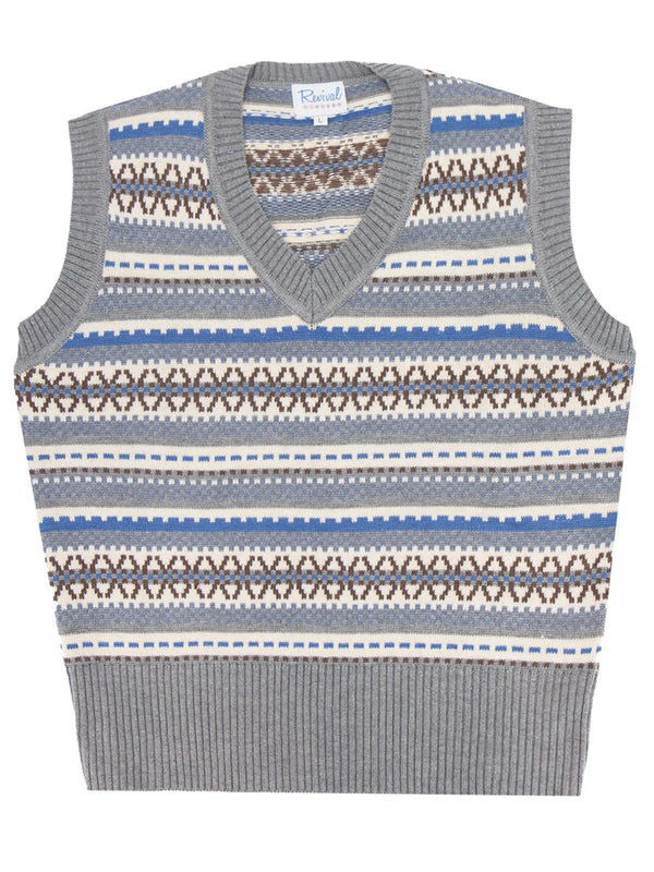 1940s Vintage Walter Fair Isle Tank Top in Chillin Grey