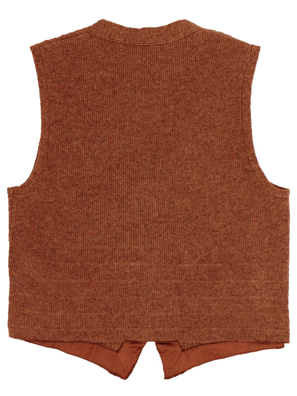 1940s Style Rufus Knitted Waistcoat in Russet