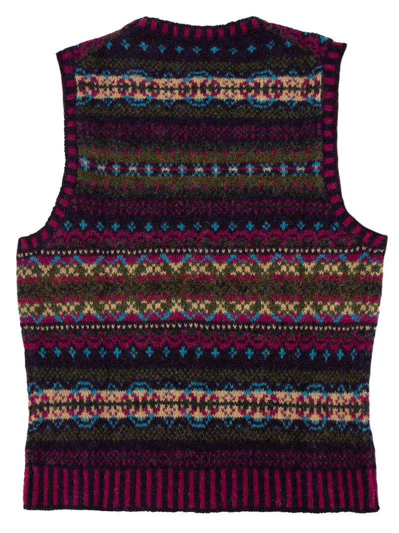 Scottish Wool Fairisle Tank Top in Elderberry Purple