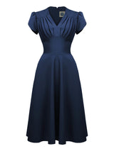 Navy Blue 1940s Vintage Inspired Swing Dress