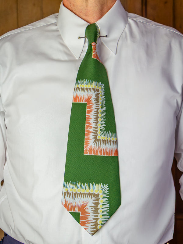 Vintage Style Premium Silk Swing Tie - Green Abstract