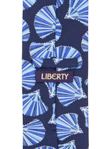 Liberty 1940s Vintage Style Premium Silk Tie - Navy Fans